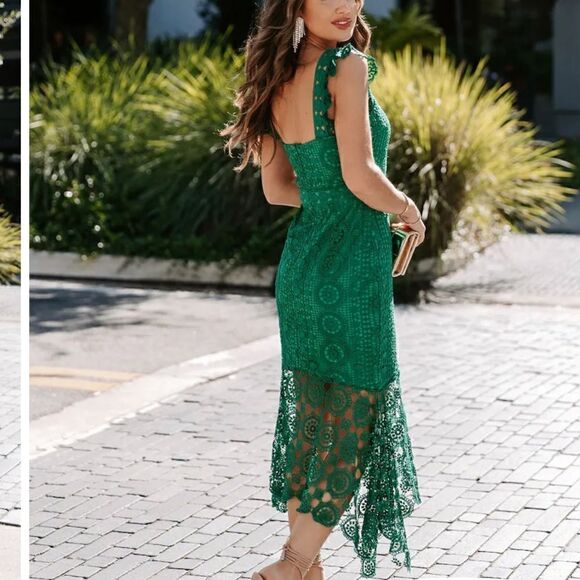 Vici emerald lace midi dress NWT - beautiful detail - S and M available - Picture 3 of 7